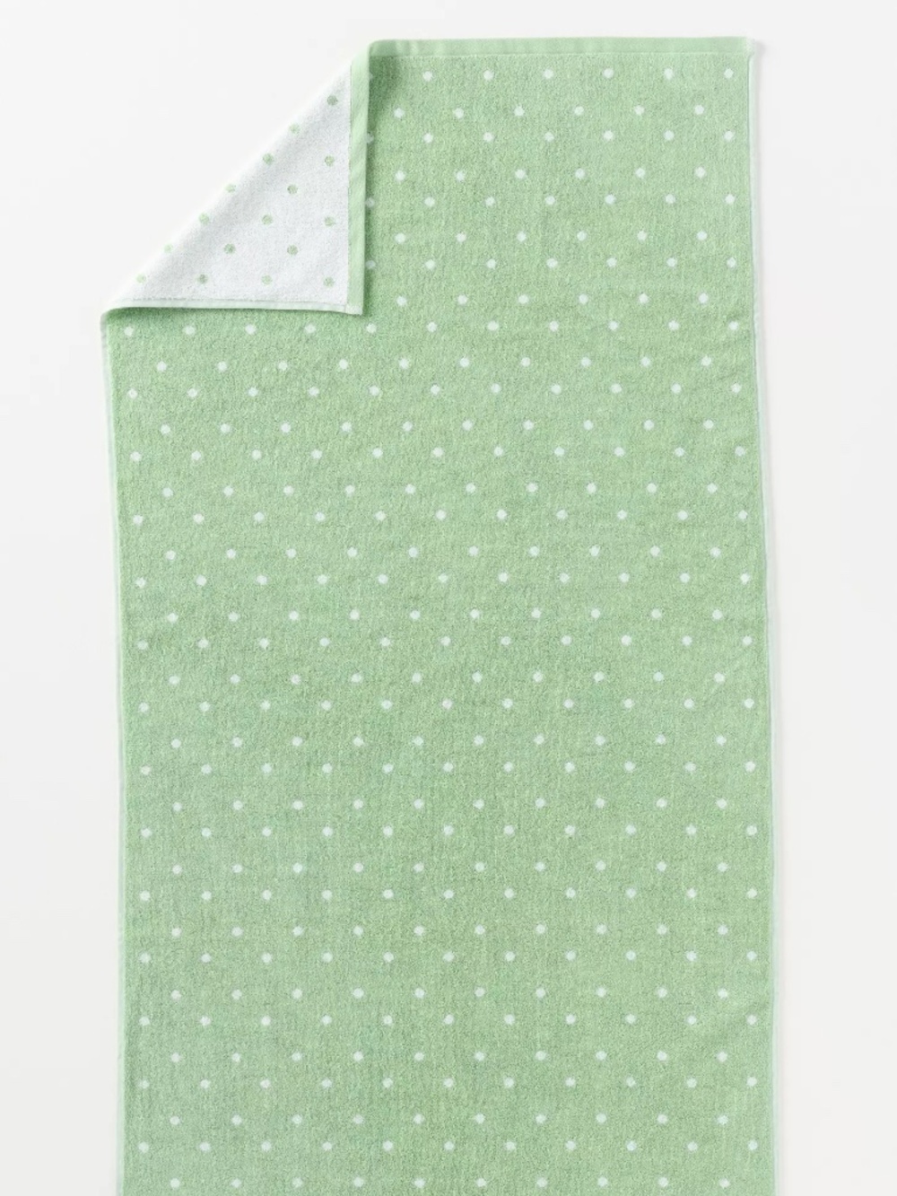 Anthropologie Les Fruits Cotton Printed BATH TOWEL White & Green Polka Dot nwt